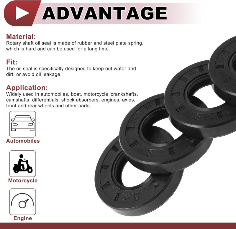 HEROFFIX 5 Pcs Rotary Shaft Seal High Pressure Oil Seal 25x52x10mm Black Nitrile 70 Durometer Rubber - Image 4